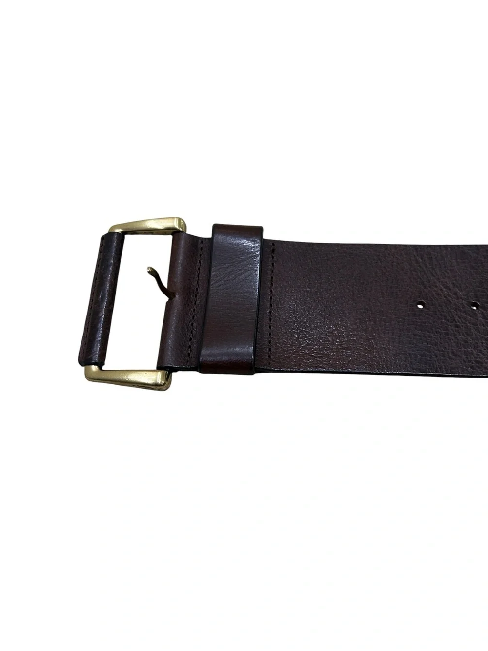 Banana Republic Dark Brown wide Leather Belt Brass Buckle USA made sz small